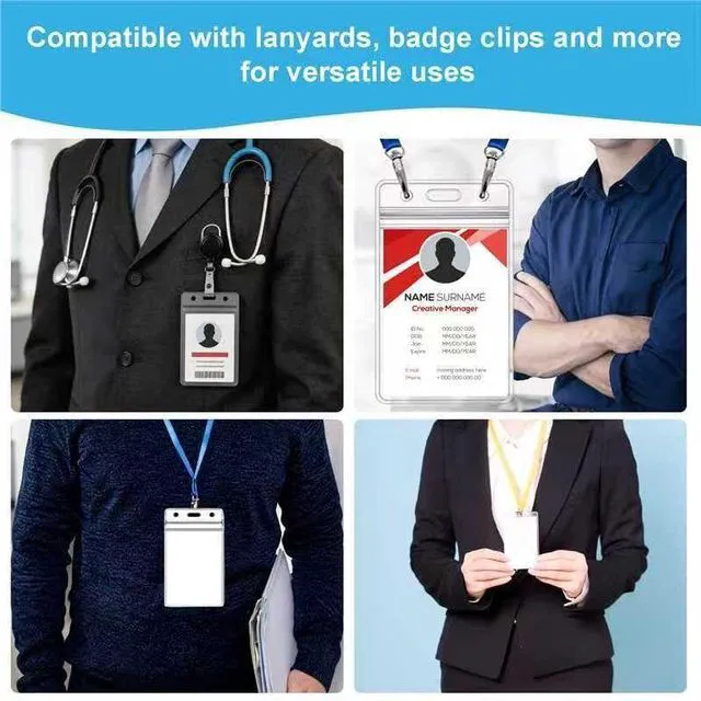 Alt view image 7 of 7 - 200PCS Vertical Badge Holder with Waterproof Resealable Zip(2.5x3.5Inches) Heavy Duty ID Card Holder Clear Plastic PVC, Name Tag Holder for Badge Swipe Card/Cruise Card/Credit Card etc
