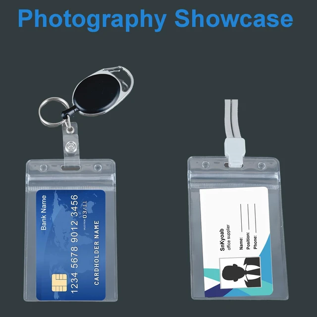 Alt view image 6 of 7 - 200PCS Vertical Badge Holder with Waterproof Resealable Zip(2.5x3.5Inches) Heavy Duty ID Card Holder Clear Plastic PVC, Name Tag Holder for Badge Swipe Card/Cruise Card/Credit Card etc