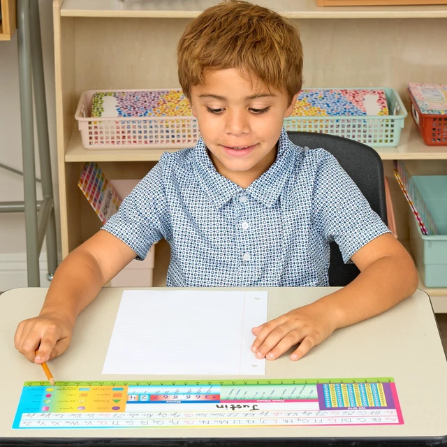 Alt view image 5 of 7 - Zaner-Bloser Print & Cursive Desktop Helpers, Set of 24 Ages 6+, 1st Grade+, Self-Adhesive Deluxe Plastic Student Desk Name Tags, Durable, Easy-to-Use and Functional: Amazon.com