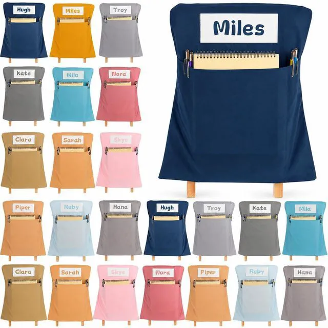 Main image of 24 Pcs Chair Pockets for Classroom 17x20 Inch Classrooms with Name Tag Classroom Chair Pocket Storage for Keeping Student Books School Table Organized (Boho)