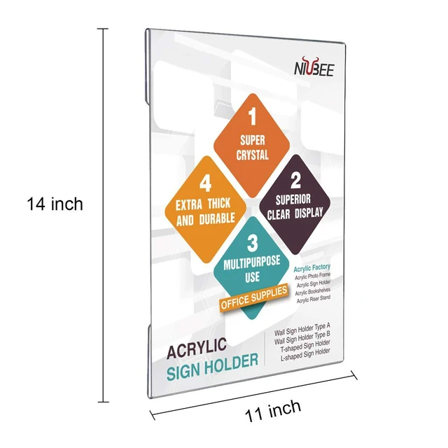 Alt view image 2 of 7 - 11x14 Acrylic Sign Holder Wall Mount Clear Frame 6 Pack With Adhesive Tapes, Vertical Display Legal Size Paper Flyer Poster, For Office Store Wall Door Window