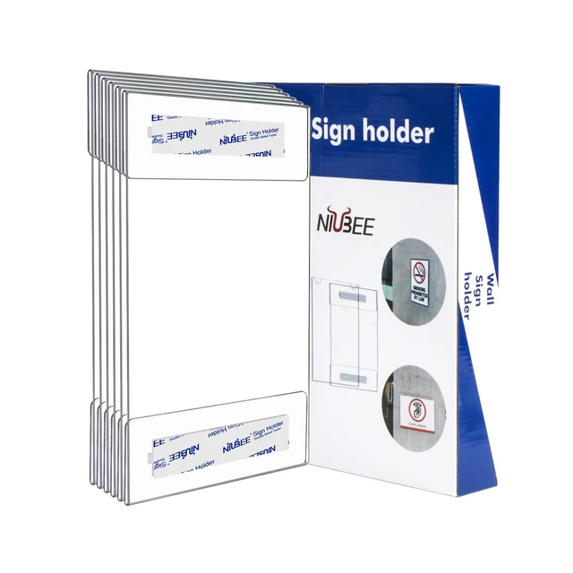 Alt view image 7 of 7 - 11x14 Acrylic Sign Holder Wall Mount Clear Frame 6 Pack With Adhesive Tapes, Vertical Display Legal Size Paper Flyer Poster, For Office Store Wall Door Window