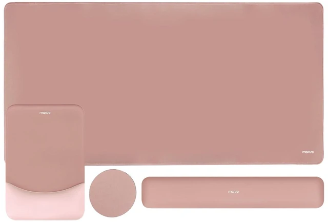 Main image of Keyboard Mouse Pad Set, Large Gaming Mouse Pad&Keyboard Wrist Rest Rectangular Mousepad with Wrist Rest&Coaster, Ergonomic Non-Slip&Easy Typing Pad with Curved Silicone Lining, Salmon Pink