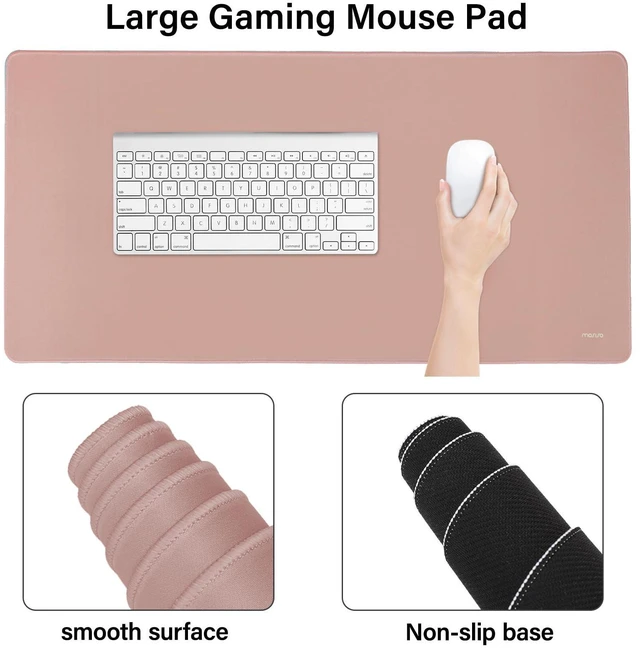 Alt view image 4 of 7 - Keyboard Mouse Pad Set, Large Gaming Mouse Pad&Keyboard Wrist Rest Rectangular Mousepad with Wrist Rest&Coaster, Ergonomic Non-Slip&Easy Typing Pad with Curved Silicone Lining, Salmon Pink