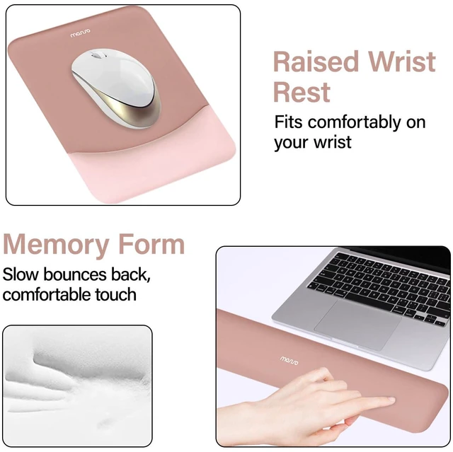 Alt view image 5 of 7 - Keyboard Mouse Pad Set, Large Gaming Mouse Pad&Keyboard Wrist Rest Rectangular Mousepad with Wrist Rest&Coaster, Ergonomic Non-Slip&Easy Typing Pad with Curved Silicone Lining, Salmon Pink