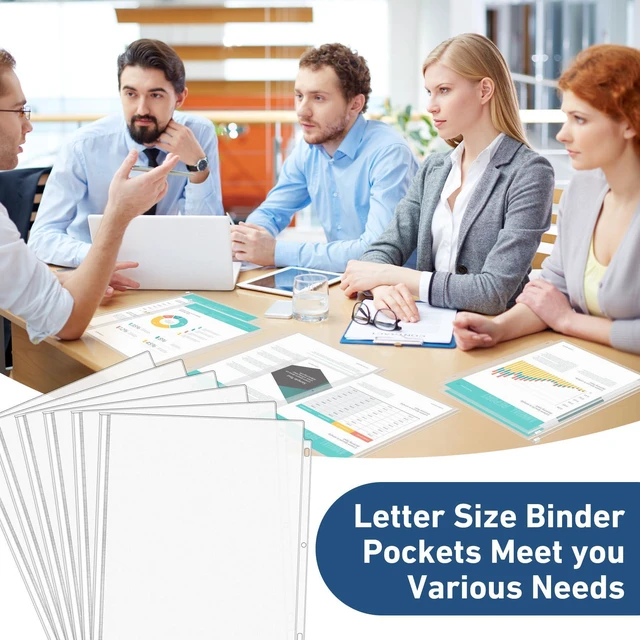 Alt view image 7 of 7 - 36 Pack Letter Size Binder Pockets for 3-Ring Binder Zipper Pouch Waterproof PVC Document Organizer 3-Hole Loose Leaf Folders File Sleeves Storage Bags Side Loading for Business Office Supplies