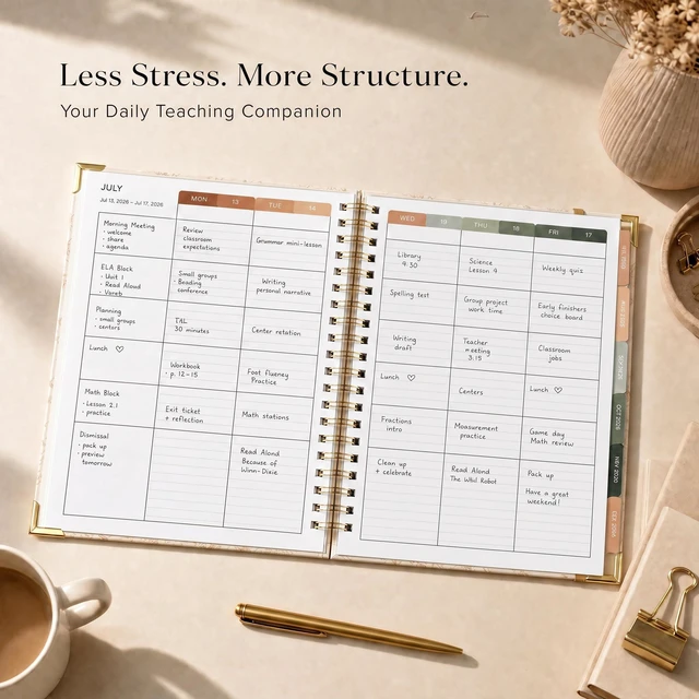Alt view image 2 of 7 - Aesthetic Teacher Planner For The 2026-2027 Academic School Year All Incl. 8.5" X 11" Lesson Plan Book Supplies - Easily Organize Your Daily, Weekly & Monthly Classroom/homeschool Schedule