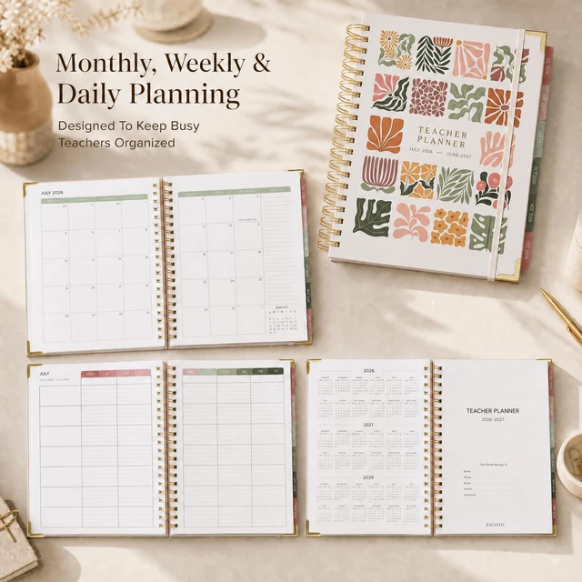 Alt view image 3 of 7 - Aesthetic Teacher Planner For The 2026-2027 Academic School Year All Incl. 8.5" X 11" Lesson Plan Book Supplies - Easily Organize Your Daily, Weekly & Monthly Classroom/homeschool Schedule
