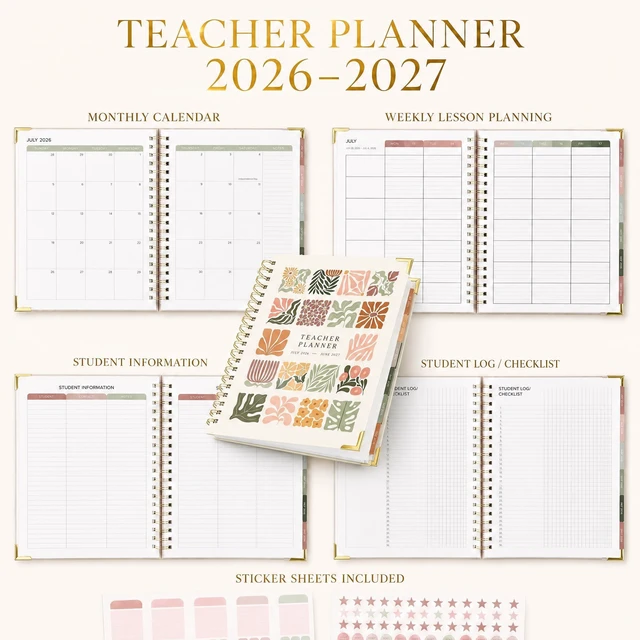 Alt view image 4 of 7 - Aesthetic Teacher Planner For The 2026-2027 Academic School Year All Incl. 8.5" X 11" Lesson Plan Book Supplies - Easily Organize Your Daily, Weekly & Monthly Classroom/homeschool Schedule