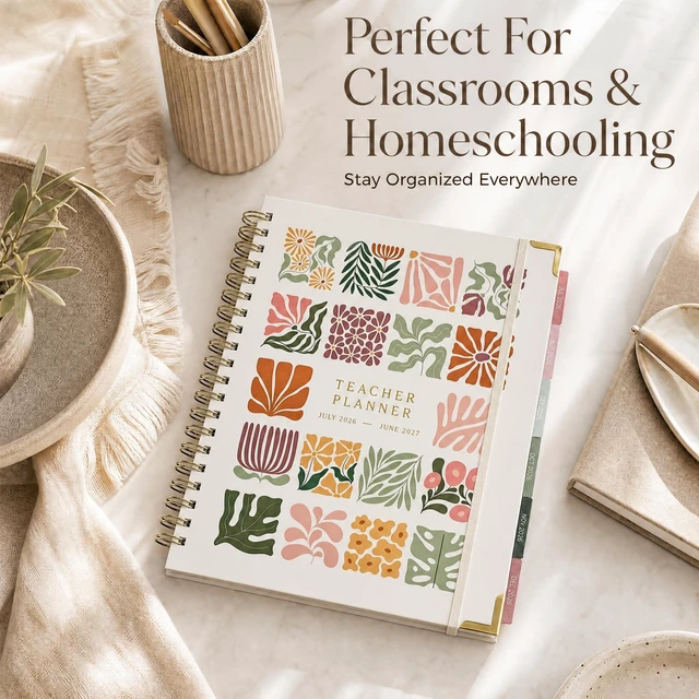 Alt view image 6 of 7 - Aesthetic Teacher Planner For The 2026-2027 Academic School Year All Incl. 8.5" X 11" Lesson Plan Book Supplies - Easily Organize Your Daily, Weekly & Monthly Classroom/homeschool Schedule