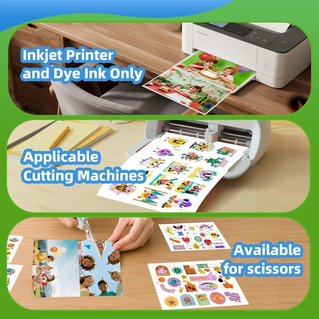 Alt view image 4 of 7 - Glossy Sticker Paper for Inkjet Printer, 8.5 x 11Inches 6.5Mil Printable Self Adhesive Photo Paper Priner Sticker Papers for Inkjet Printer Dries Quickly Vivid Color (200, 8.5x11)
