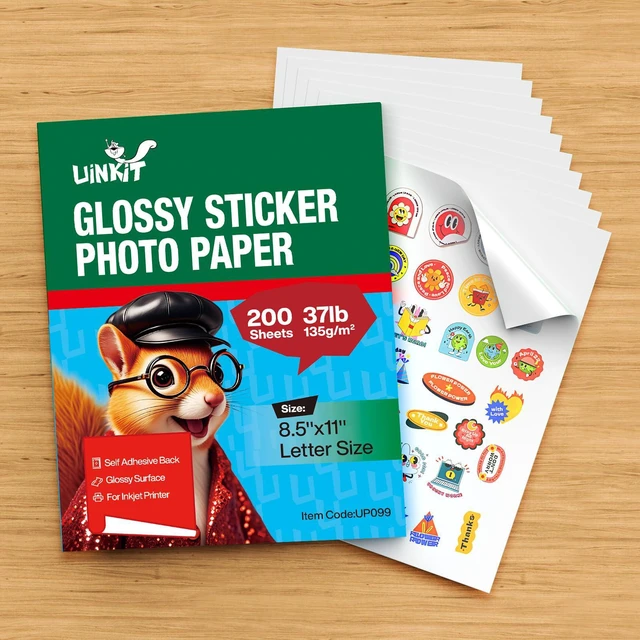 Alt view image 5 of 7 - Glossy Sticker Paper for Inkjet Printer, 8.5 x 11Inches 6.5Mil Printable Self Adhesive Photo Paper Priner Sticker Papers for Inkjet Printer Dries Quickly Vivid Color (200, 8.5x11)