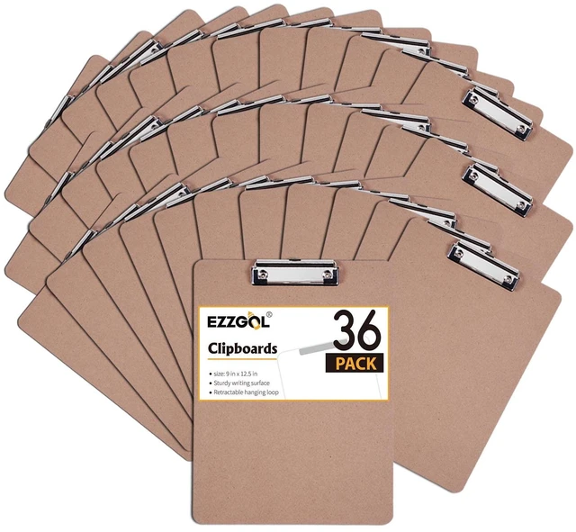 Main image of Clipboards Bulk, 36 Pack Letter Size Wood Clipboards, Low Profile Clip, Recycled Hardboard Clipboard with Hang for School Classroom Home