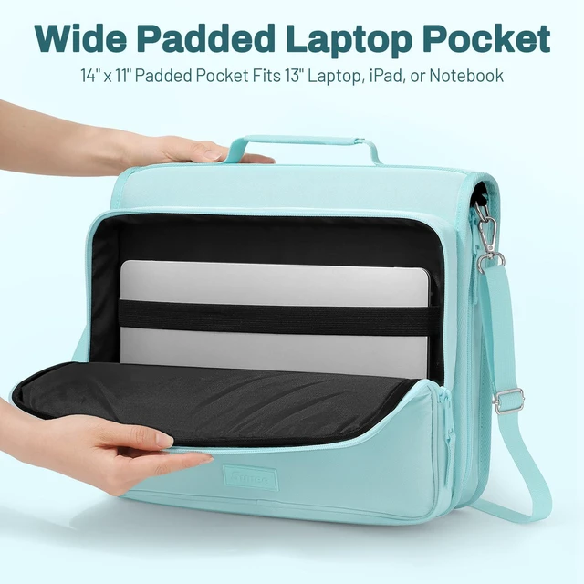 Alt view image 4 of 7 - Zipper Binder 3 Ring 2-Inch in Sky Blue Features a Shoulder Strap, 13 Inch Laptop Pocket, with Multiple Storage Pockets. Ideal Organizer for Middle School Students