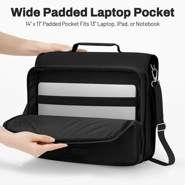 Alt view image 2 of 7 - Zipper Binder with 2-Inch O-Rings, 13-Inch Laptop/Tablet Sleeve, 450 Sheet Capacity, Sturdy Carry Handle & Adjustable Shoulder Strap, Schoo & Office Organizer, Black