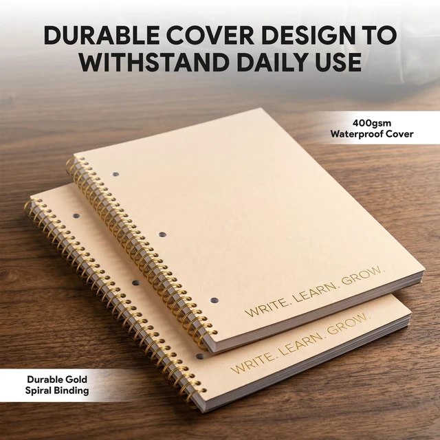 Alt view image 6 of 7 - 5-Pack 140 Pages Gold Foiled Spiral College Ruled Notebook Set Gold Foiled Spiral College Ruled Notebook Set - 5 Notebooks x 140 Pages for School, College & Work