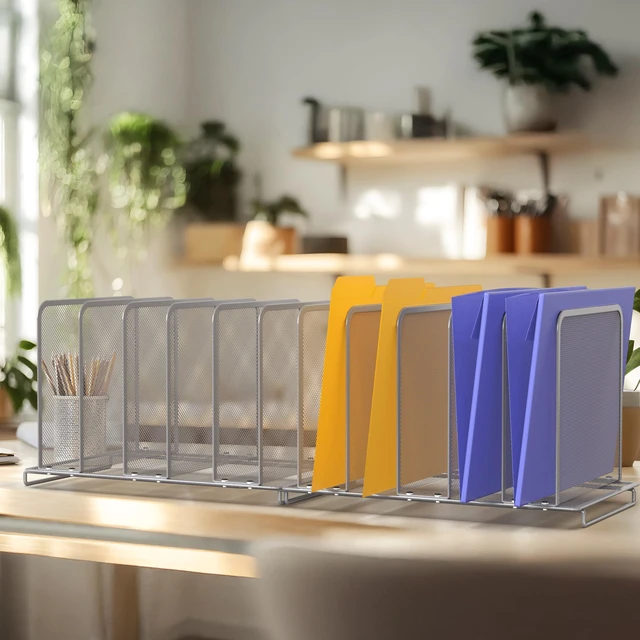 Alt view image 4 of 6 - 5 Section Upright File Sorter Organizer, Silver - 2 Pack