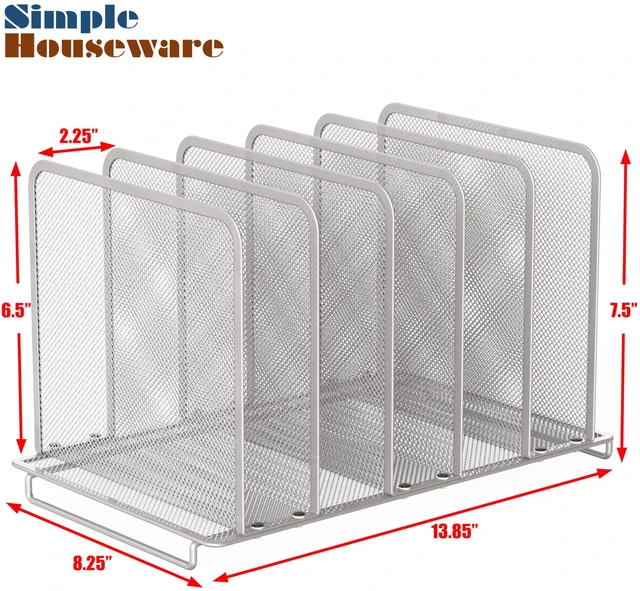 Alt view image 6 of 6 - 5 Section Upright File Sorter Organizer, Silver - 2 Pack
