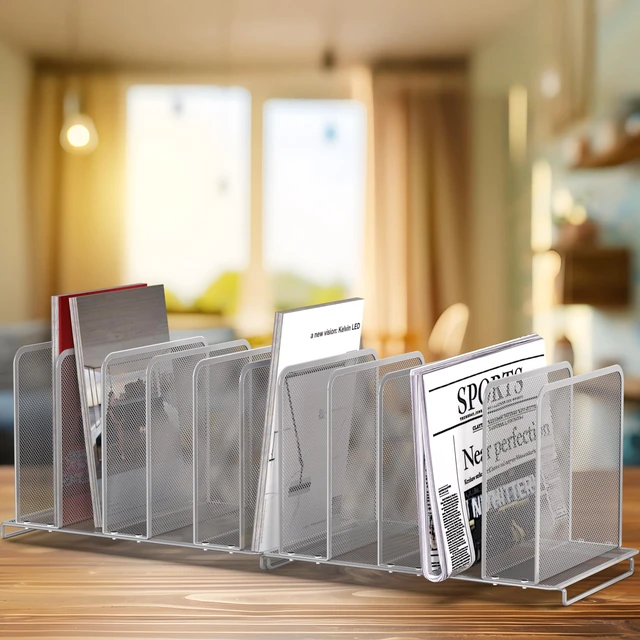 Alt view image 5 of 6 - 5 Section Upright File Sorter Organizer, Silver - 2 Pack