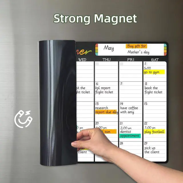 Alt view image 5 of 7 - Magnetic Dry Erase Monthly Calendar - 17"x12" Monthly Calendar for Fridge - 36 Reusable Highlight Tabs - 6 Extra Fine Point Markers Included - Shipped Flat