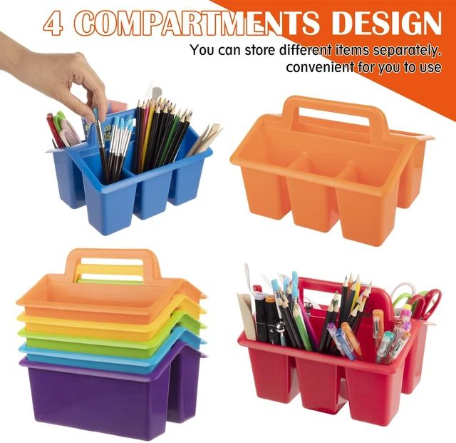Alt view image 5 of 7 - Plastic Caddy With Handle,Protable Classroom Craft Caddy, 6-pack Storage Caddy For Pencil,Pen,Craft Tools (Rainbow Color)