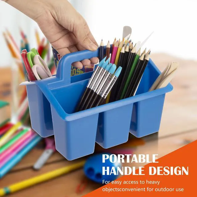 Alt view image 7 of 7 - Plastic Caddy With Handle,Protable Classroom Craft Caddy, 6-pack Storage Caddy For Pencil,Pen,Craft Tools (Rainbow Color)