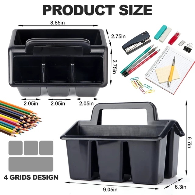 Alt view image 2 of 6 - Plastic Caddy With Handle,Protable Classroom Craft Caddy, 6-pack Storage Caddy For Pencil,Pen,Craft Tools (Black)