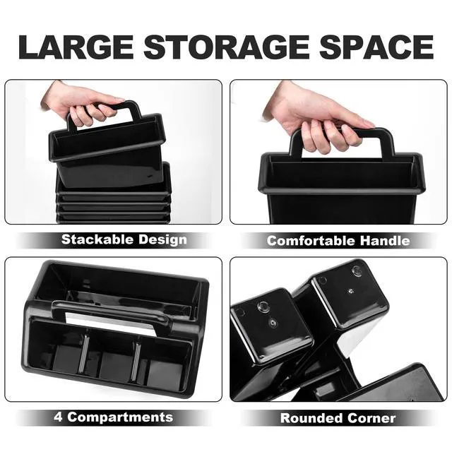Alt view image 3 of 6 - Plastic Caddy With Handle,Protable Classroom Craft Caddy, 6-pack Storage Caddy For Pencil,Pen,Craft Tools (Black)