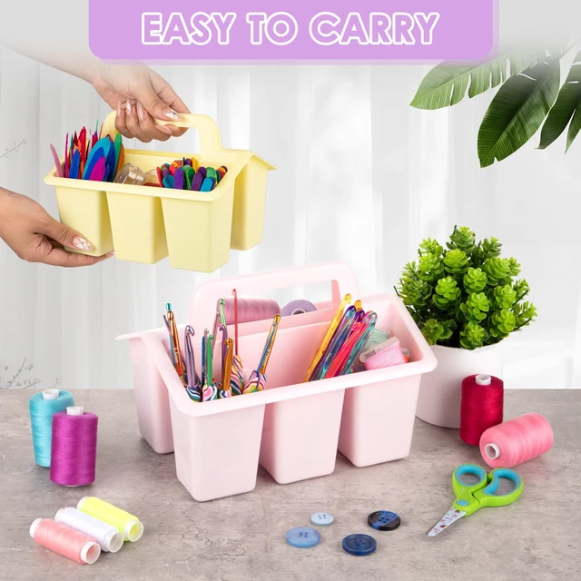 Alt view image 3 of 6 - Plastic Caddy With Handle,Protable Classroom Craft Caddy, 6-pack Storage Caddy For Pencil,Pen,Craft Tools (Pastel Color)