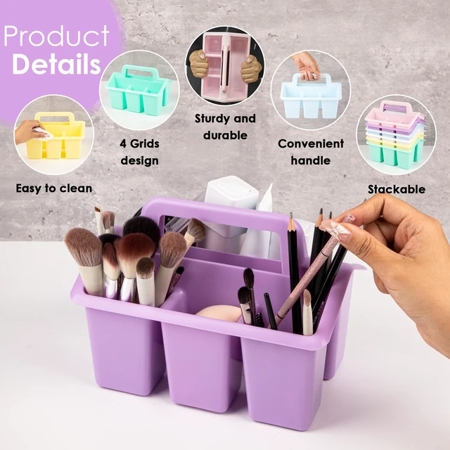Alt view image 4 of 6 - Plastic Caddy With Handle,Protable Classroom Craft Caddy, 6-pack Storage Caddy For Pencil,Pen,Craft Tools (Pastel Color)