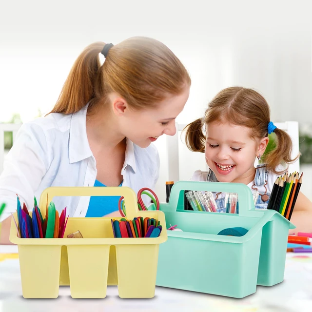 Alt view image 6 of 6 - Plastic Caddy With Handle,Protable Classroom Craft Caddy, 6-pack Storage Caddy For Pencil,Pen,Craft Tools (Pastel Color)