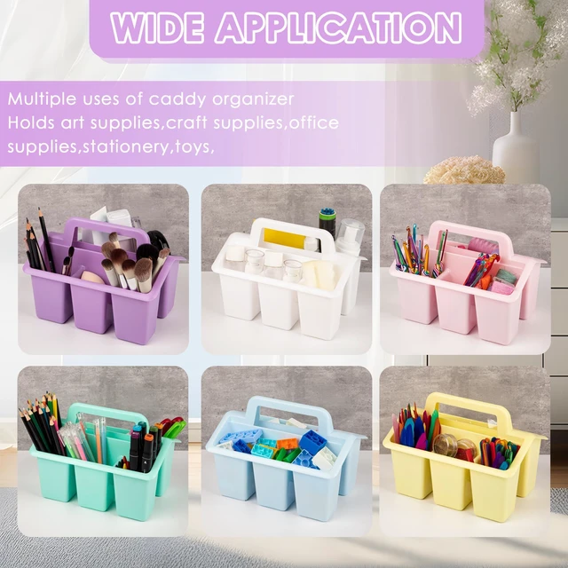 Alt view image 5 of 6 - Plastic Caddy With Handle,Protable Classroom Craft Caddy, 6-pack Storage Caddy For Pencil,Pen,Craft Tools (Pastel Color)