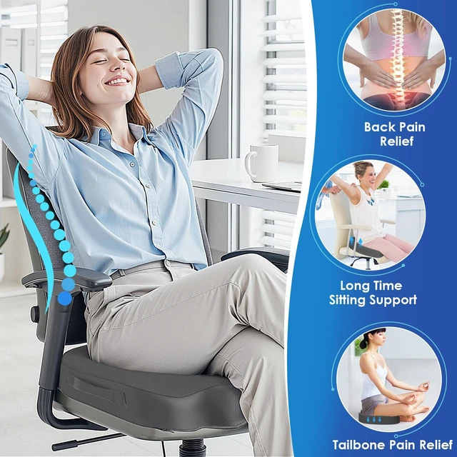 Alt view image 5 of 7 - Seat Cushion for Office Chair, Car, Memory Foam, Grey XX-Large For Back, Coccyx, Sciatica, Tailbone Pain, Ergonomic Design, Non-Slip, Desk Wheelchair Use, Supportive Butt Pillow, For Man