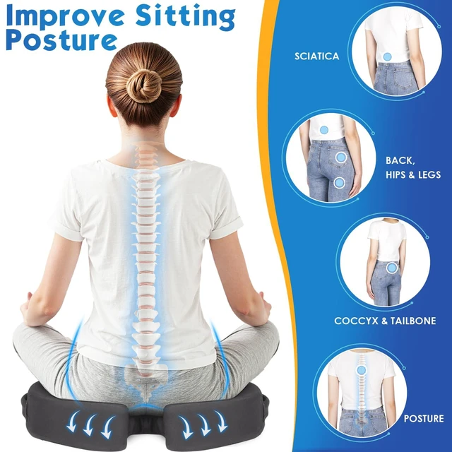 Alt view image 6 of 7 - Seat Cushion for Office Chair, Car, Memory Foam, Grey XX-Large For Back, Coccyx, Sciatica, Tailbone Pain, Ergonomic Design, Non-Slip, Desk Wheelchair Use, Supportive Butt Pillow, For Man