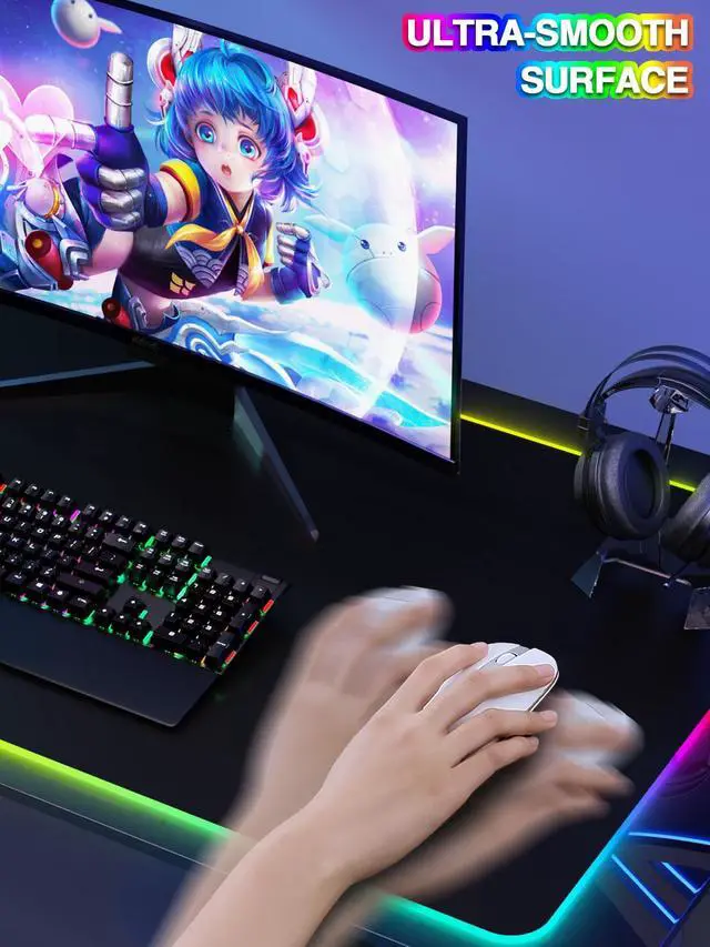 Alt view image 5 of 7 - Mouse Pad with 15W Magnetic Wireless Charging, RGB Mousepad for Desk Mat, XXL Desk Pad with 11 Colors 5 Modes, Home Office Keyboard Pad Waterproof Non-Slip for PC Gaming