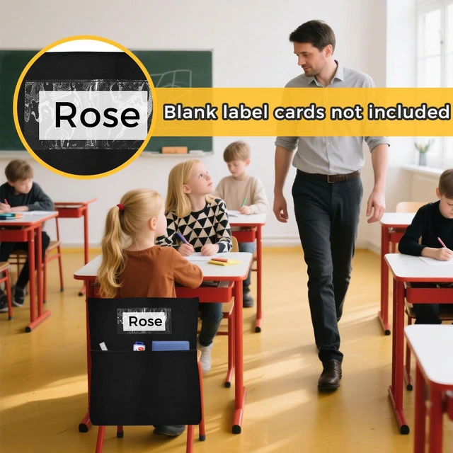 Alt view image 7 of 7 - 12 Pack Chair Pockets for Classrooms - Seat Sacks Organizer for K-2 Students, Durable Fabric Storage Pockets for School Supplies & Books