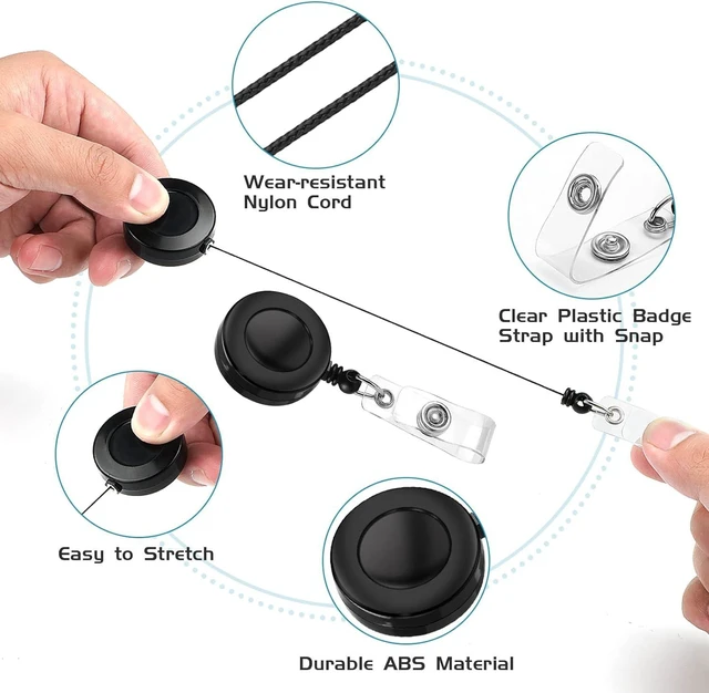 Alt view image 4 of 7 - 50 Pack Retractable Name Badge Holder Reel with Belt Clip Badge Reel Retractable for Teachers, Students, Office Workers (Black)