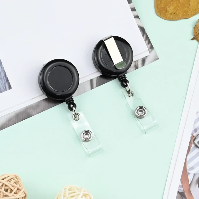Alt view image 6 of 7 - 50 Pack Retractable Name Badge Holder Reel with Belt Clip Badge Reel Retractable for Teachers, Students, Office Workers (Black)