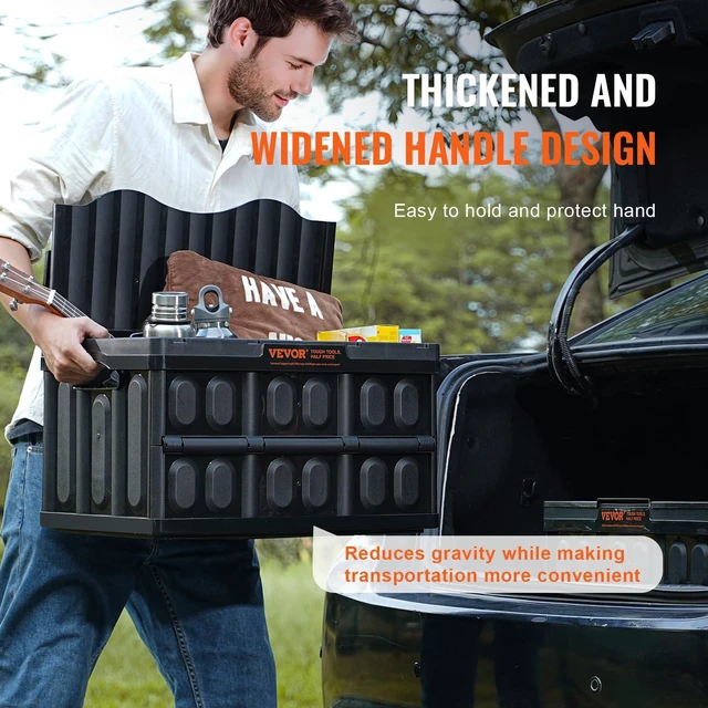 Alt view image 6 of 7 - 45L Collapsible Storage Bins with Lids 3 Packs, Stackable Utility Crates with Handles, Large Folding Containers for Organizing Tools, Snacks, Books, Food, Drinks, Camping & Transport