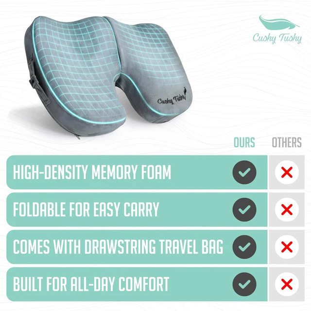 Alt view image 3 of 7 - Premium Foldable Travel Seat Cushion - for Relief of Lower Back, Sciatic, Butt and Tailbone Pain - for Home & Office Use, Perfect for Travel or Driving - Coccyx Seat Cushion