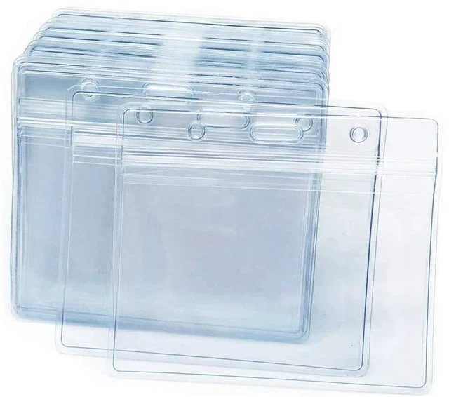 Main image of 200 Pcs Clear Plastic Horizontal Name Badge ID Card Holders