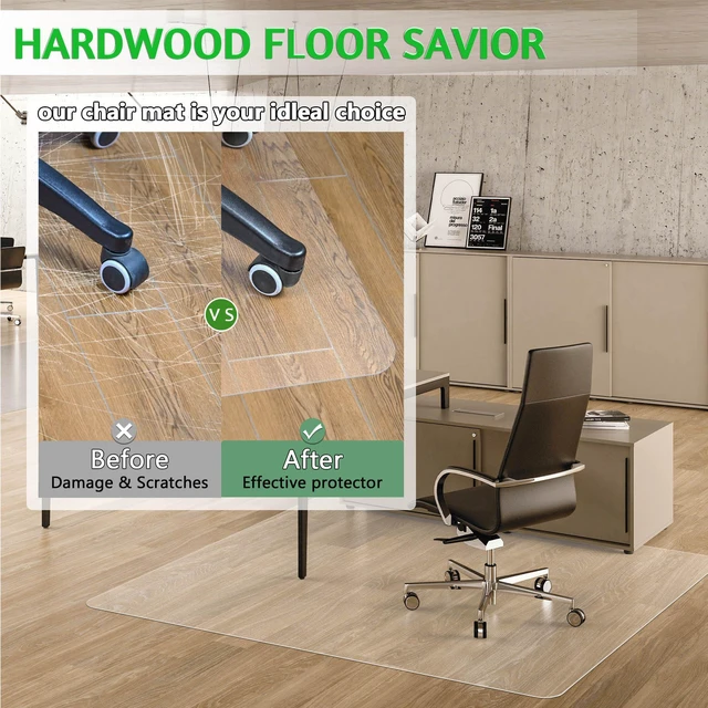 Alt view image 3 of 7 - Office Chair Mat- 46" x 72" Clear Floor Protector Mat for Rolling Chair, Easy Glide Desk Chair Mat for Hardwood Floor