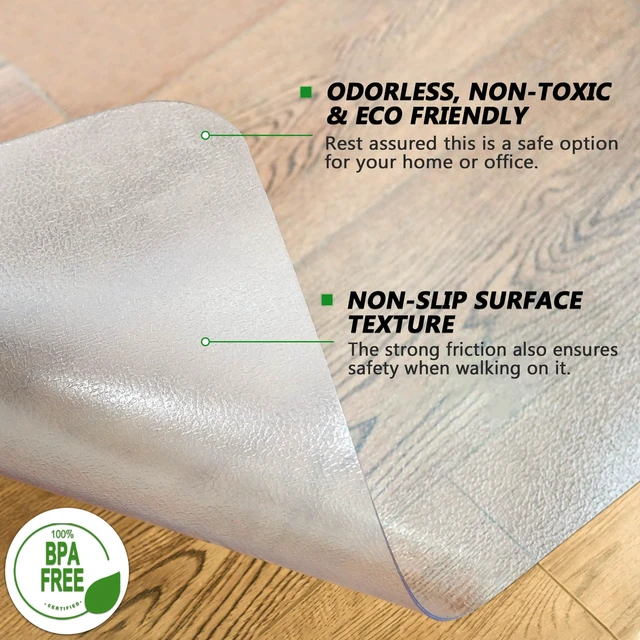 Alt view image 5 of 7 - Office Chair Mat- 46" x 72" Clear Floor Protector Mat for Rolling Chair, Easy Glide Desk Chair Mat for Hardwood Floor