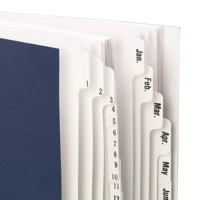 Alt view image 2 of 6 - Desk File/Sorter, Daily (1-31) and Monthly (Jan-Dec), 43 Dividers, Letter Size, Dark Blue (89235)