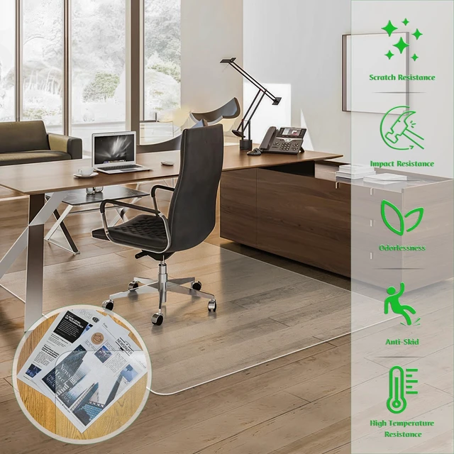 Alt view image 6 of 7 - Office Chair Mat- 46" x 72" Clear Floor Protector Mat for Rolling Chair, Easy Glide Desk Chair Mat for Hardwood Floor