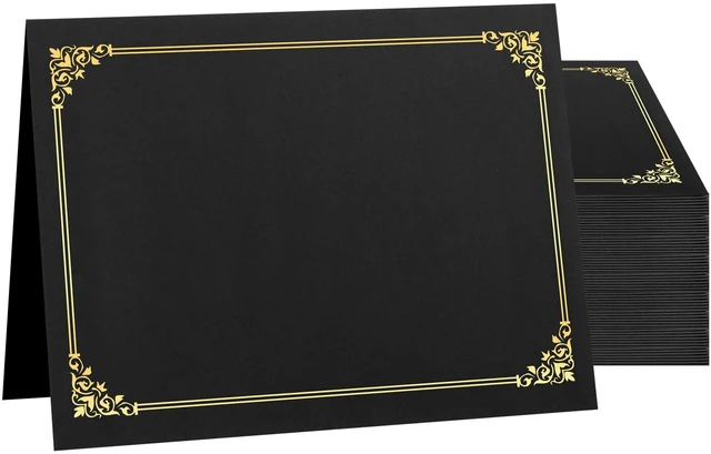 Main image of Certificate Holders(Black, 50 Packs), Diploma Covers Gold Foil Border, for Letter Size 8.5x11 Certificates, Cardstock, Document Papers