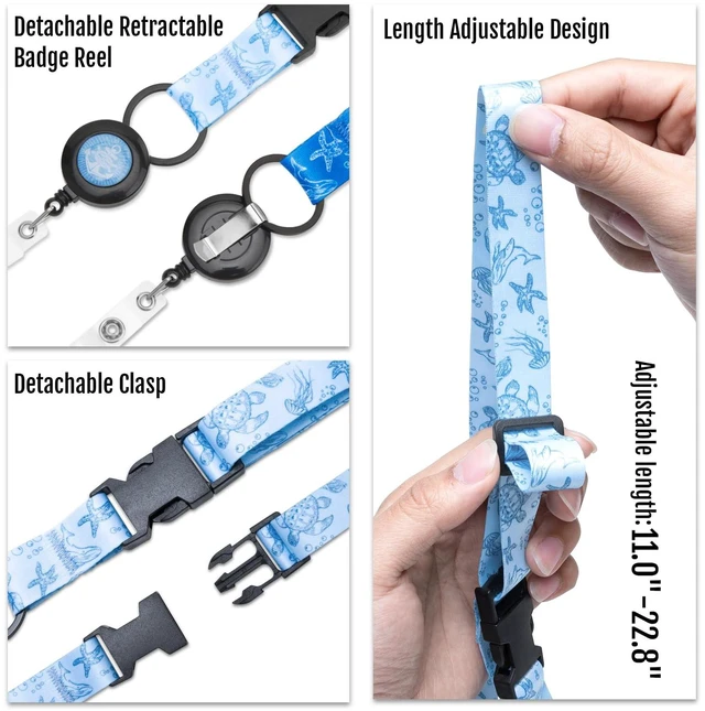 Alt view image 2 of 7 - Cruise Lanyard, Retractable Lanyard with ID Badge Holder, 5 Pack adjustable strap, detachable buckle, retractable reel, Waterproof ID holder, secure card access for cruises & travel