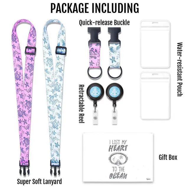 Alt view image 4 of 7 - Cruise Lanyard, Retractable Lanyard with ID Badge Holder, 5 Pack adjustable strap, detachable buckle, retractable reel, Waterproof ID holder, secure card access for cruises & travel