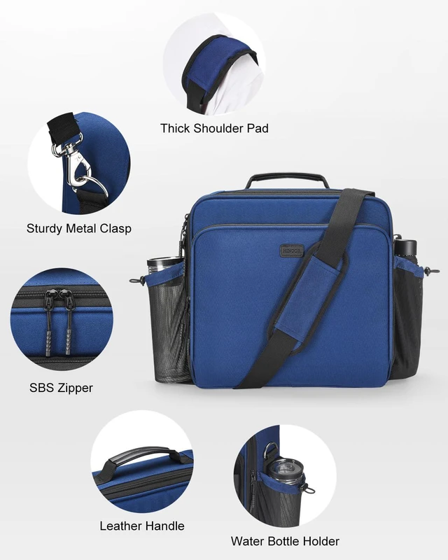 Alt view image 4 of 7 - 3 Inch 3-Ring Zipper Binder with Water Bottle Holder and Handle Zip Up Binder with Shoulder Strap, 700 Sheet Capacity, Compatible with 13" MacBook/Tablet, for School, Office, Dark Blue