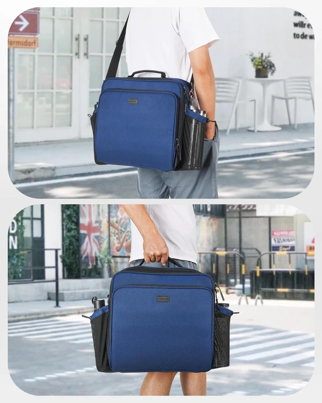 Alt view image 6 of 7 - 3 Inch 3-Ring Zipper Binder with Water Bottle Holder and Handle Zip Up Binder with Shoulder Strap, 700 Sheet Capacity, Compatible with 13" MacBook/Tablet, for School, Office, Dark Blue